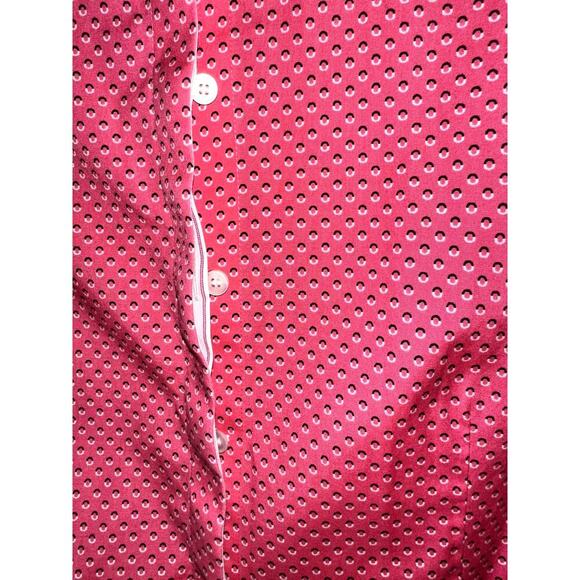 Talbots Women's Pink Geometric Design Button 3/4 Sleeve Size 10 Wrinkle Resist - Picture 2 of 9